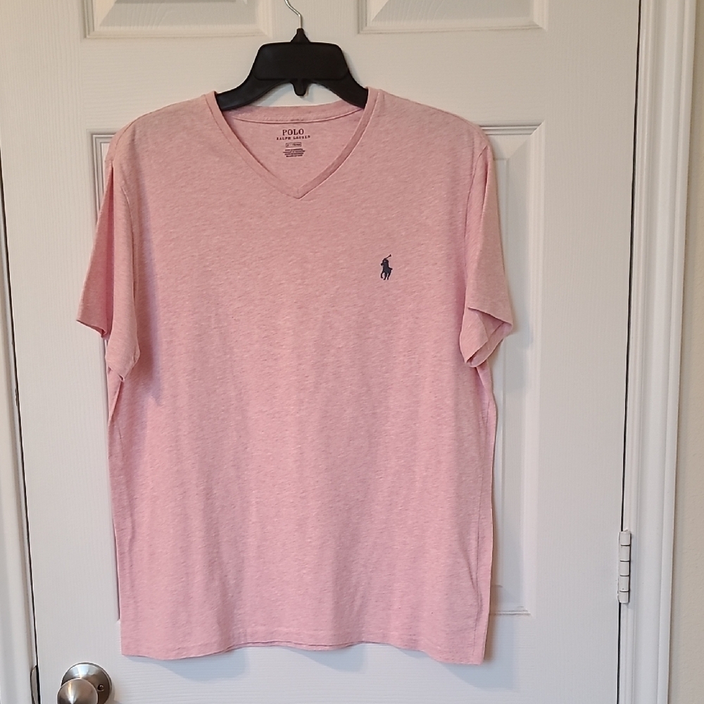 Polo by Ralph Lauren Men's Pink V-Neck T-Shirt